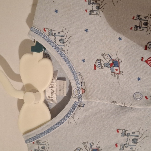 Rare!Kissy Kissy 6-9 Month Baby Boy Blue Footed Onsie Knights and Horses Softest - Picture 2 of 9